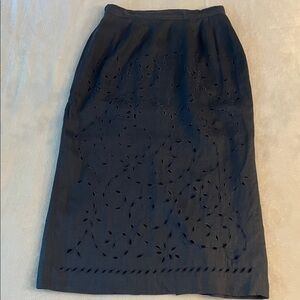 Vintage J Song Collection Elegant dark grey Women's Linen‎ Midi Skirt, size 10
